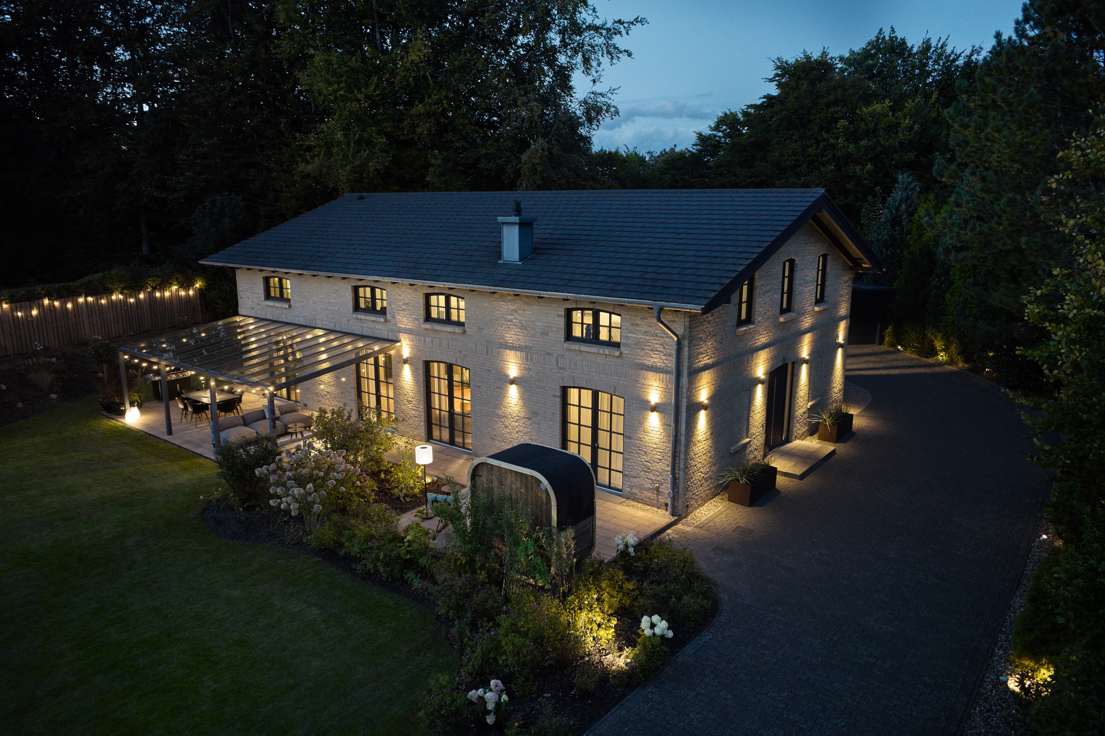 Das Förde-Traumhaus bei Nacht